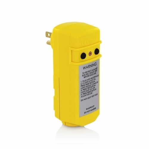 15 Amps. 120 Vac 60 Hz. Compact Right Angle Manual-Reset Plug-In GFCI With Open Neutral Protection. Ground Pin Down With Green Led Indicator. Black Test/reset Buttons. Rainproof Design With Load Side Wiring Chamber. Screw Terminals And Built-in Strain Relief. To Be Wired Only With Three-conductor Flexible Cord - Yellow