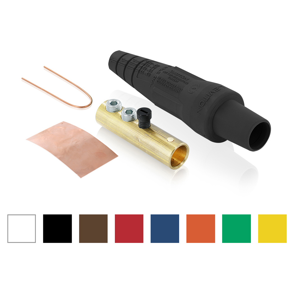 16 Series Single Pole Cam Type Female Detachable Plug Taper Nose, Thermo-plastic Screw, Double Set Screw, 600 Volts, Rated Up To 300 Amperes Continuous - Black