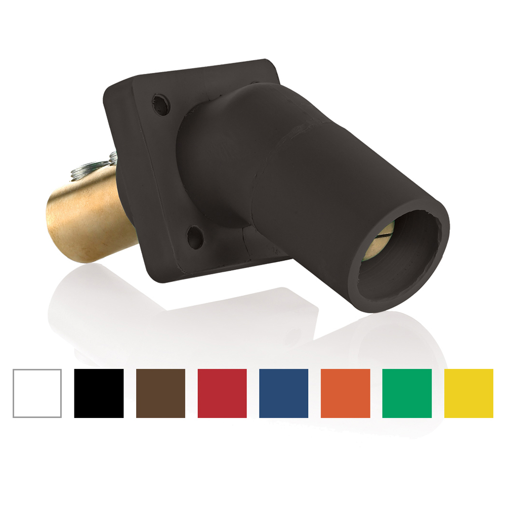 16 Series Single Pole Cam Type Male Panel Receptacle, 45-degree, Taper Nose, Double Set Screw, 600 Volts, Rated Up To 400 Amperes Continuous, Cable Range - 1/0 - 4/0 - White