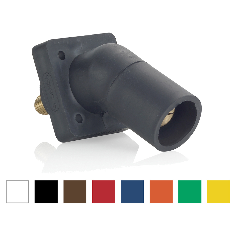 16 Series Single Pole Male Panel Receptacle, 45-degree, Taper Nose, Threaded Stud, 600 Volts, Rated Up To 400 Amperes Continuous Cable Range - #2 - 4/0-Green