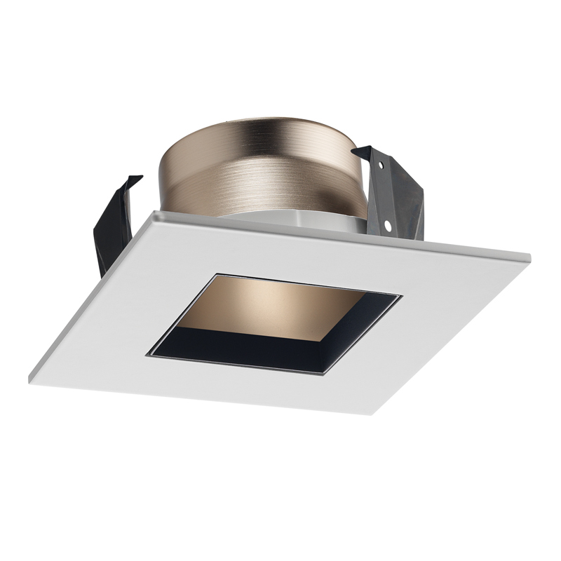 17SQ square downlight trim for line voltage housings, haze reflector, white trim