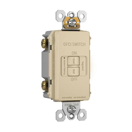 Spec-Grade Dead Front 20A Self-Test GFCI Receptacle, Ivory