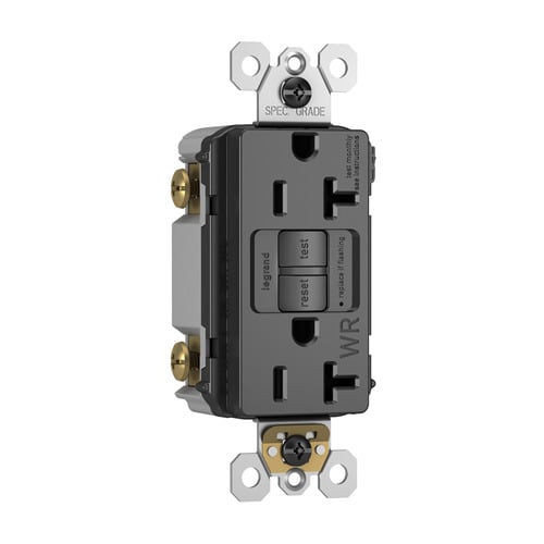 Spec-Grade Weather-Resistant 20A Self-Test Duplex GFCI, Black