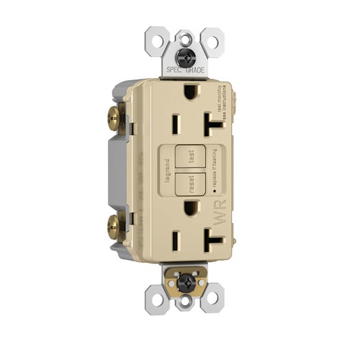 Spec-Grade Weather-Resistant 20A Self-Test Duplex GFCI, Ivory