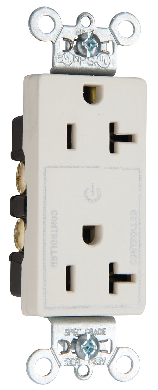 26352CHW 20 Amp 125V Half-Controlled Plug Load Decorator Duplex Receptacle, White