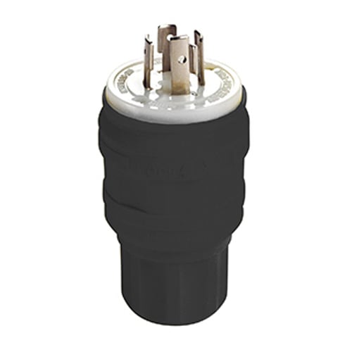 20 Amp. 125/250 Volt. NEMA L14-20P. 3P/4W. Locking Plug. Industrial Grade. Grounding. Wetguard - Black