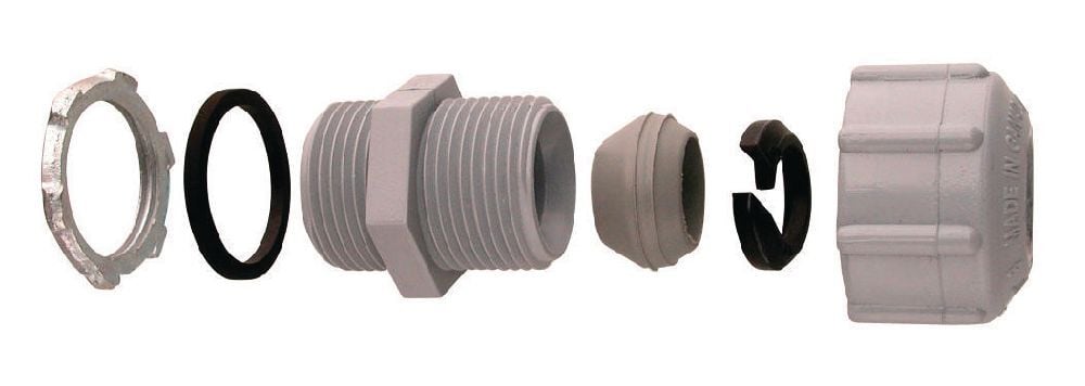 TSRCU07 3/4" PVC THR STRAIN RELIEF CONNECTOR KRALOY