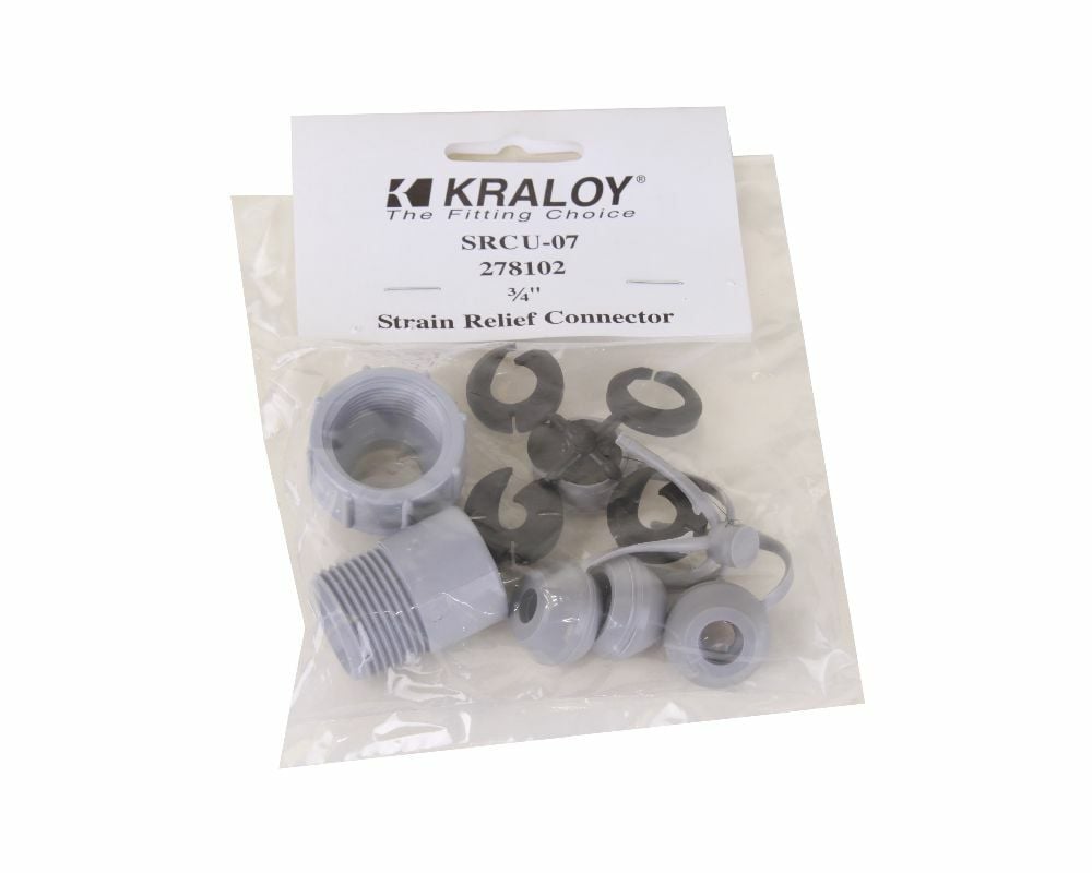 SRCU07 PVC STRAIN RELIEF CONNECTOR W/ GROMMETS - 3/4" SW ME KRALOY