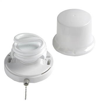 Compact Fluorescent Lampholder (CFL) with Pull Chain, White 278FL