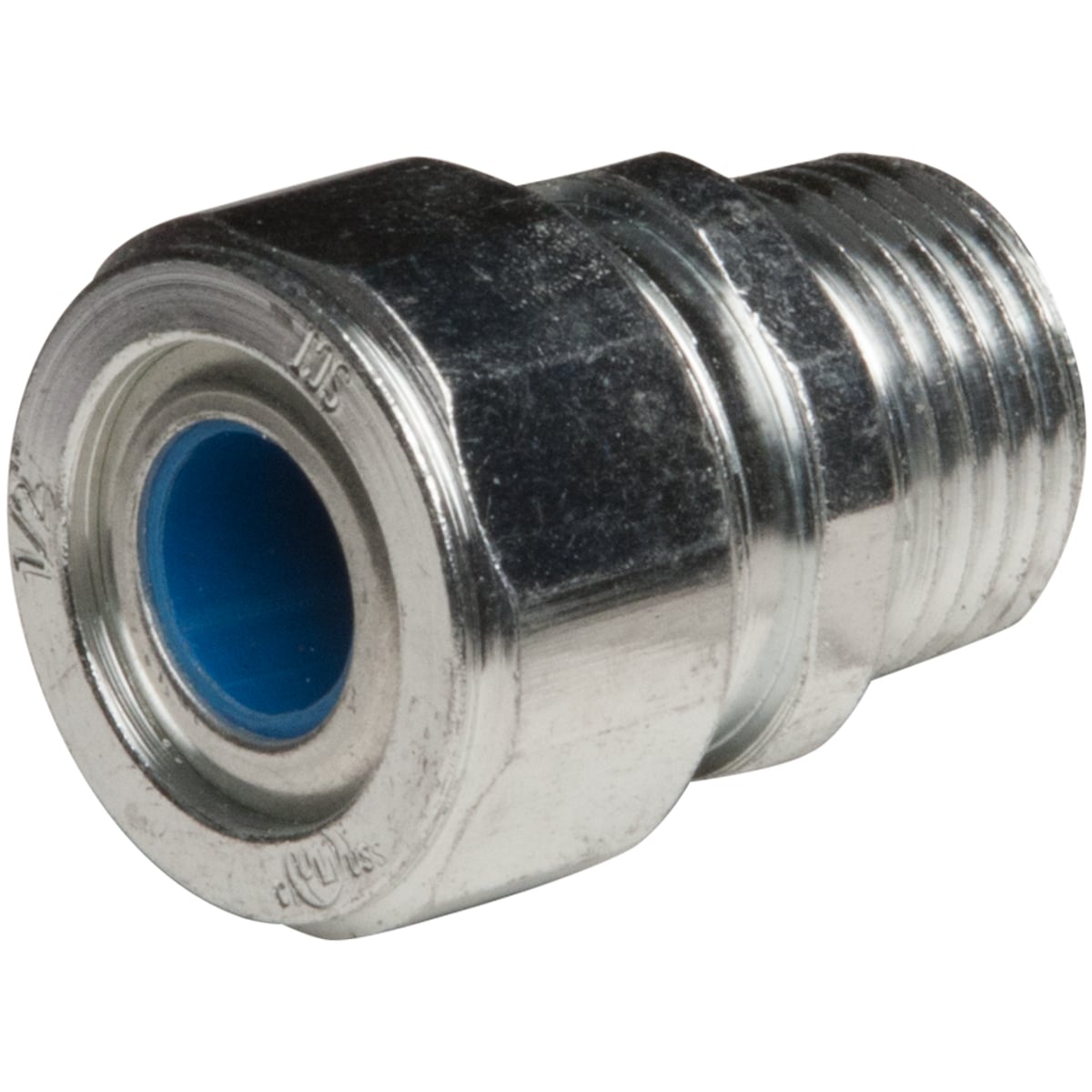 Color-Coded Straight Strain Relief Cord Connectors Steel, 1/2 In.TradeSize, Blue
