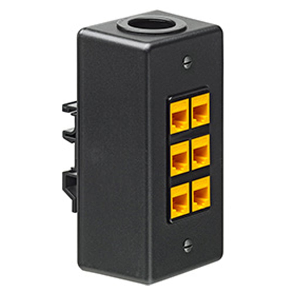 Quickport 6 Port Din Rail Mount Box - Black