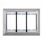 MOS Wallplate, Three Gang W/ Id Windows, Stainless Steel