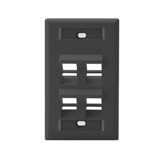 Single Gang. 4-port. Angled Quickport Wallplate W/ Id Window - Black