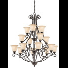 With its gorgeous bowl-shaped glass uplight and gently curled metal accents, the distinct Camerena(TM) collection illuminates any room with enduring warmth and comfort. This 16 light multi-tier chandelier features an Olde Bronze finish and White Scavo glass with Light Umber inside tint to convey a distinct old world aura in any space.