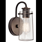The Braelyn(TM) 9.5in. 1 light wall sconce features an Olde Bronze(R) finish and clear seeded glass shades. The Braelyn(TM) offers a vintage industrial design that works well with rustic, country and lodge dcor.