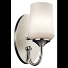 The Aubrey(TM) 10.75in; 1 light wall sconce features a classic look with its tapered column design and Brushed Nickel finish and satin etched cased opal glass. The Aubrey wall sconce is perfect in several aesthetic environments, including traditional and modern.