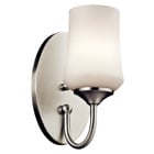 The Aubrey(TM) 10.75in; 1 light wall sconce features a classic look with its tapered column design and Brushed Nickel finish and satin etched cased opal glass. The Aubrey wall sconce is perfect in several aesthetic environments, including traditional and modern.