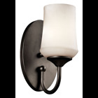 The Aubrey(TM) 10.75in; 1 light wall sconce features a classic look with its tapered column design and Olde Bronze finish and satin etched cased opal glass. The Aubrey wall sconce is perfect in several aesthetic environments, including traditional and modern.