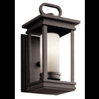 This 1 light wall fixture from the South Hope(TM) collection softens its sturdy rectangular design with Satin Etched Cased Opal Glass for an expertly understated grace and welcoming light. A Rubbed Bronze(TM) finish completes the overall look with a touch of casual style. Open and clean, this design can complement any porch or walkway.