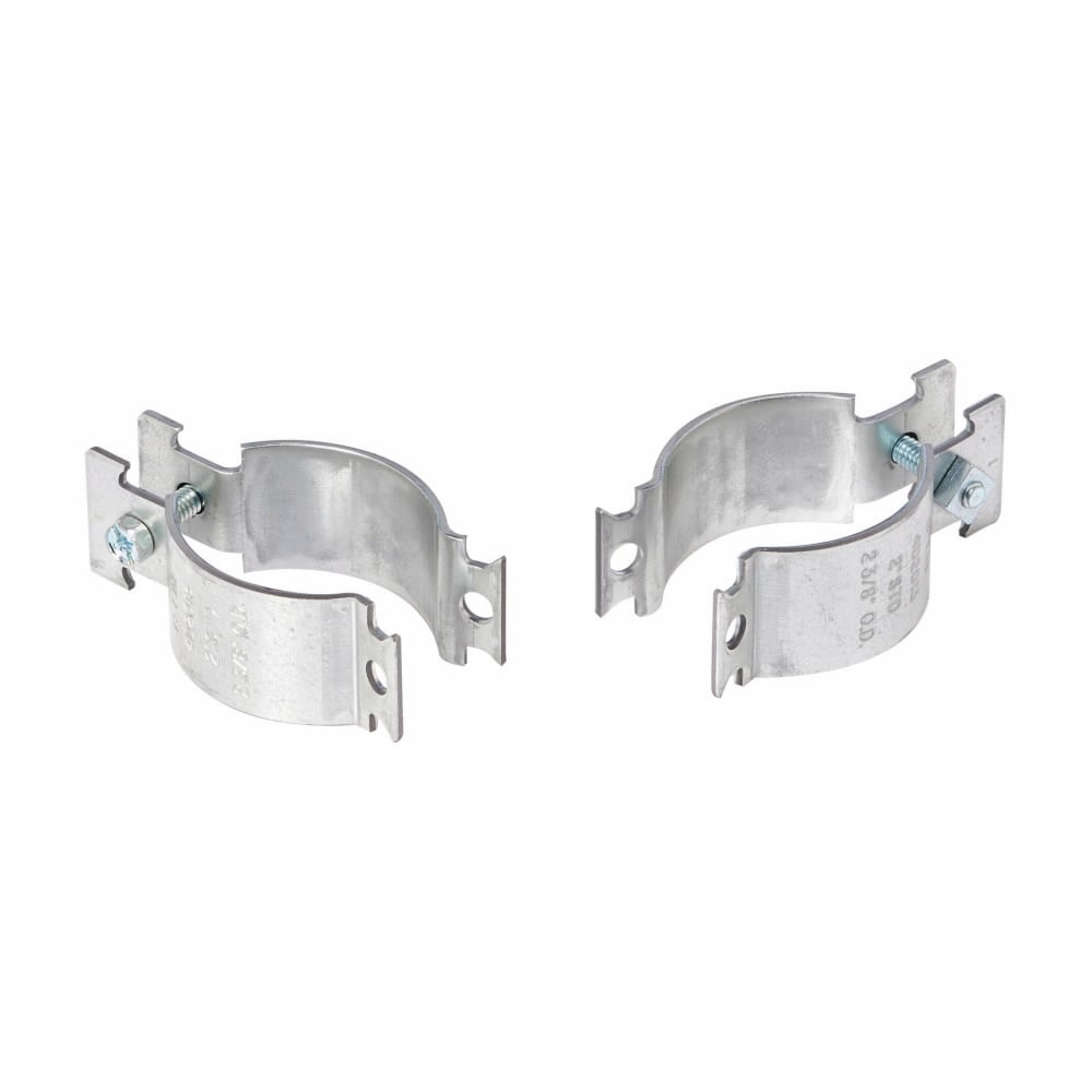Eaton B-Line series 4Dimension strut pipe clamps and fittings, .105" height, 3.077" length, 1.25" width, Steel, Preassembled Include combination recess hex screw, Universal pipe clamp, Electro-plated zinc
