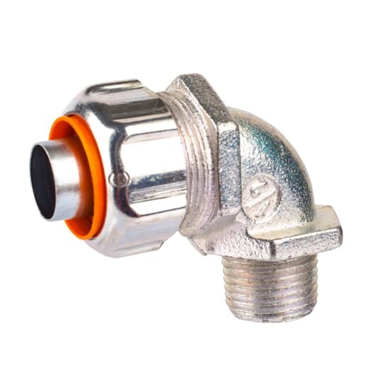 3/4 Inch 90 Degree Malleable Iron Liquidtight Push-in Connector, Non-insulated