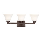 This classic 3 light wall fixture from the Langford(TM) collection is a timeless accent fitting for any space. The Olde Bronze finish and Satin Etched Glass combine to create a refined statement.