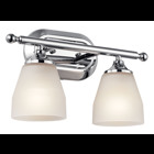 The Ansonia(TM) 14.75in; 2 light vanity light features a classic look with its Chrome finish and satin etched glass. Linear and futuristic in its design, the Ansonia vanity light is perfect in several aesthetic environments, including traditional and modern.