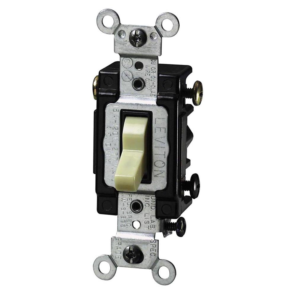 5503-LHI 3-Way Illuminated-OFF AC Quiet Toggle Switch, 120 VAC, 15 A, 1/2 hp Power Rating
