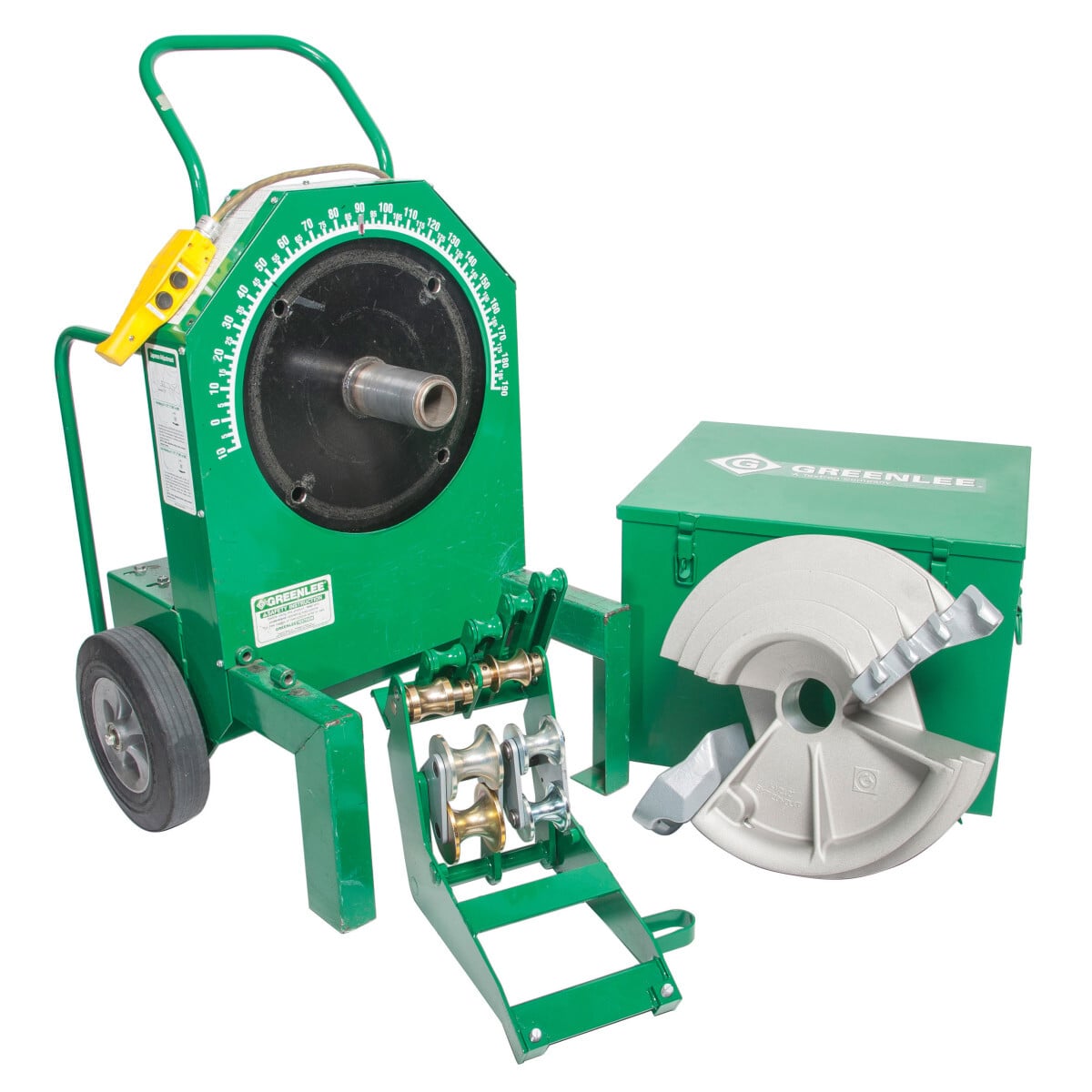 555C Bender with the 23803 1/2" - 2" EMT Shoe Group.  The 555C Classic Series features simple relay controls for easy field repairs and compact handle design to prevent interference with conduit when bending.