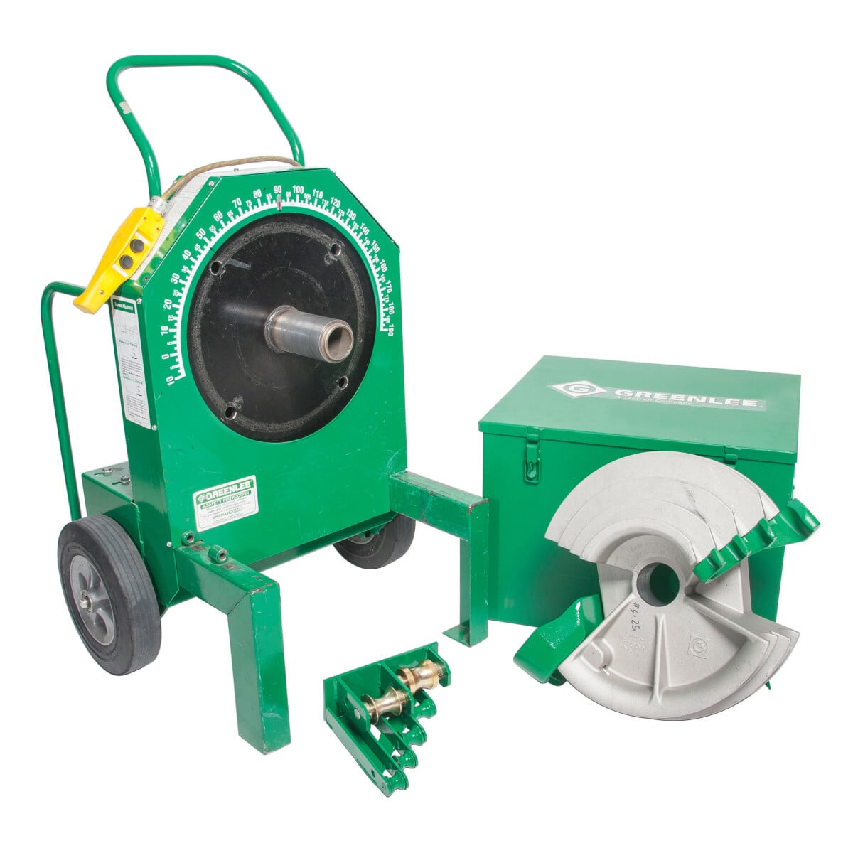 555C Bender with the 28008 1/2" - 2" Rigid Shoe Group.  The 555C Classic Series features simple relay controls for easy field repairs and compact handle design to prevent interference with conduit when bending.