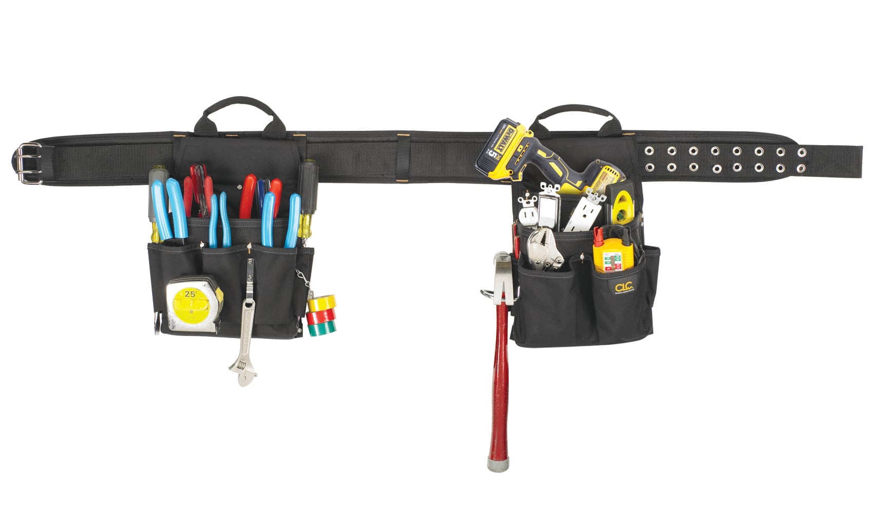 CLC, Electrical Combo Tool Belt, 3 in. width, fits belts up to 29 to 46 in., Removable carrier type, Ballistic Poly material