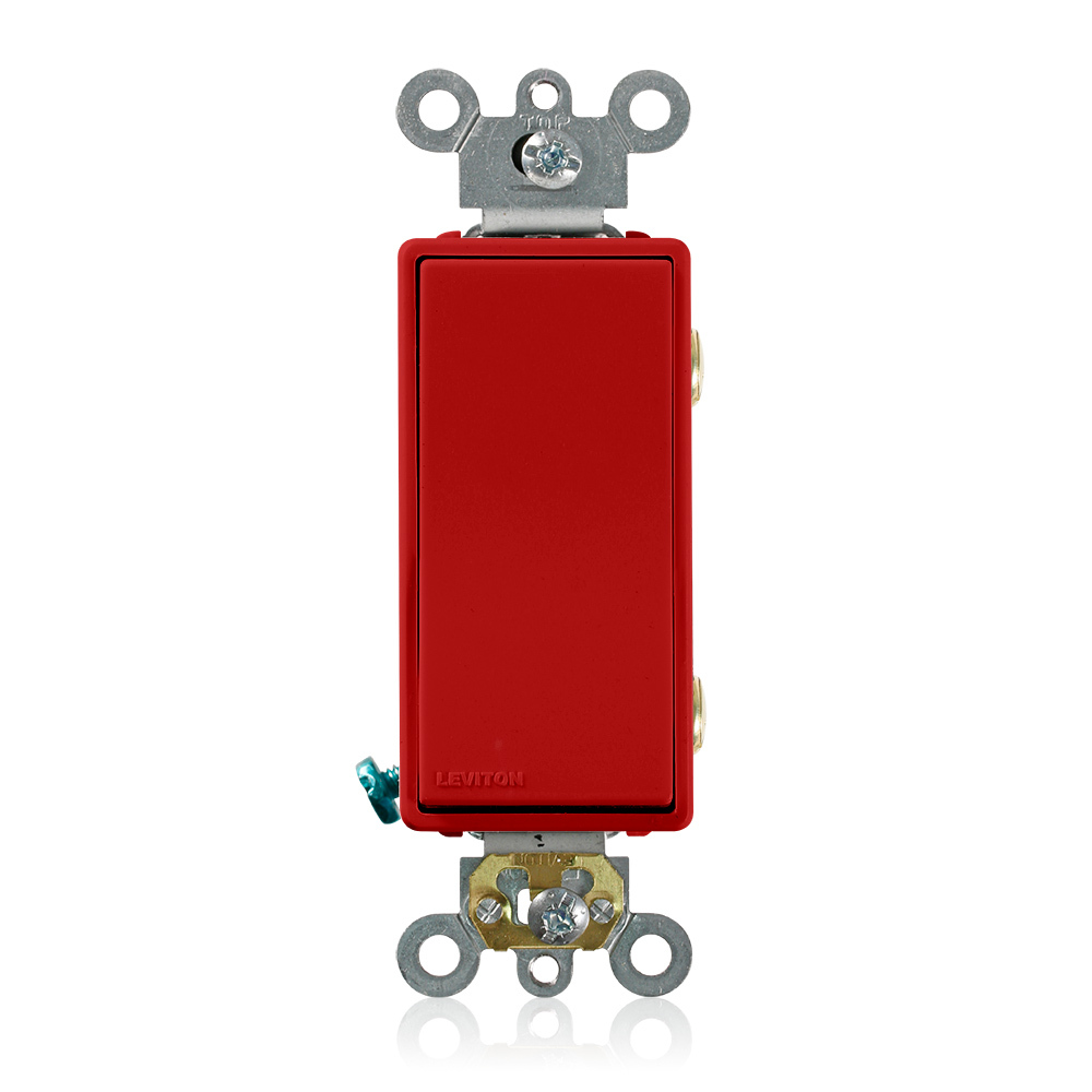 20A-120/277V AC Switch Decora Plus Quiet Rocker. Double Pole  Commercial Spec Grade. Side And Back Wired  -Red