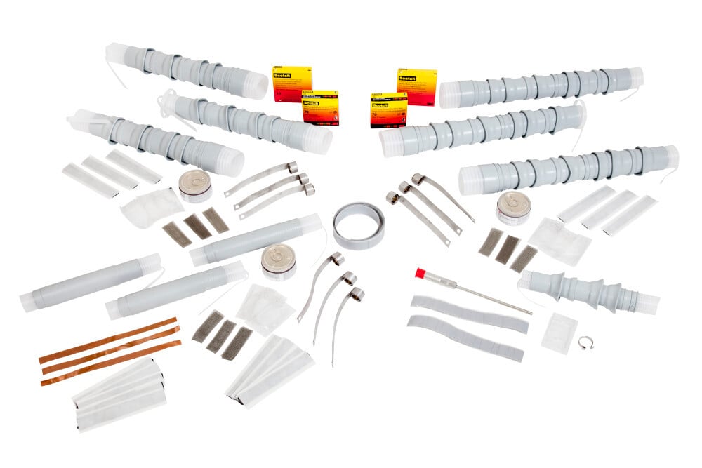 Cold Shrink QT-II Indoor Termination Kit, Tape, Wire and UniShield, 5-15 kV, 1.09-1.80 in (28-46 mm) Cable Insul. O.D.