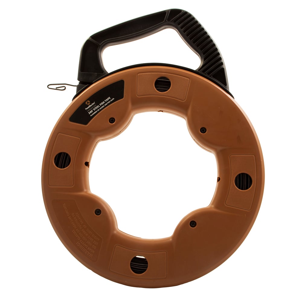 Our 1/8"-wide tempered spring steel fish tapes provide excellent fishing performance. The rugged case is impact resistant and jobsite tough.