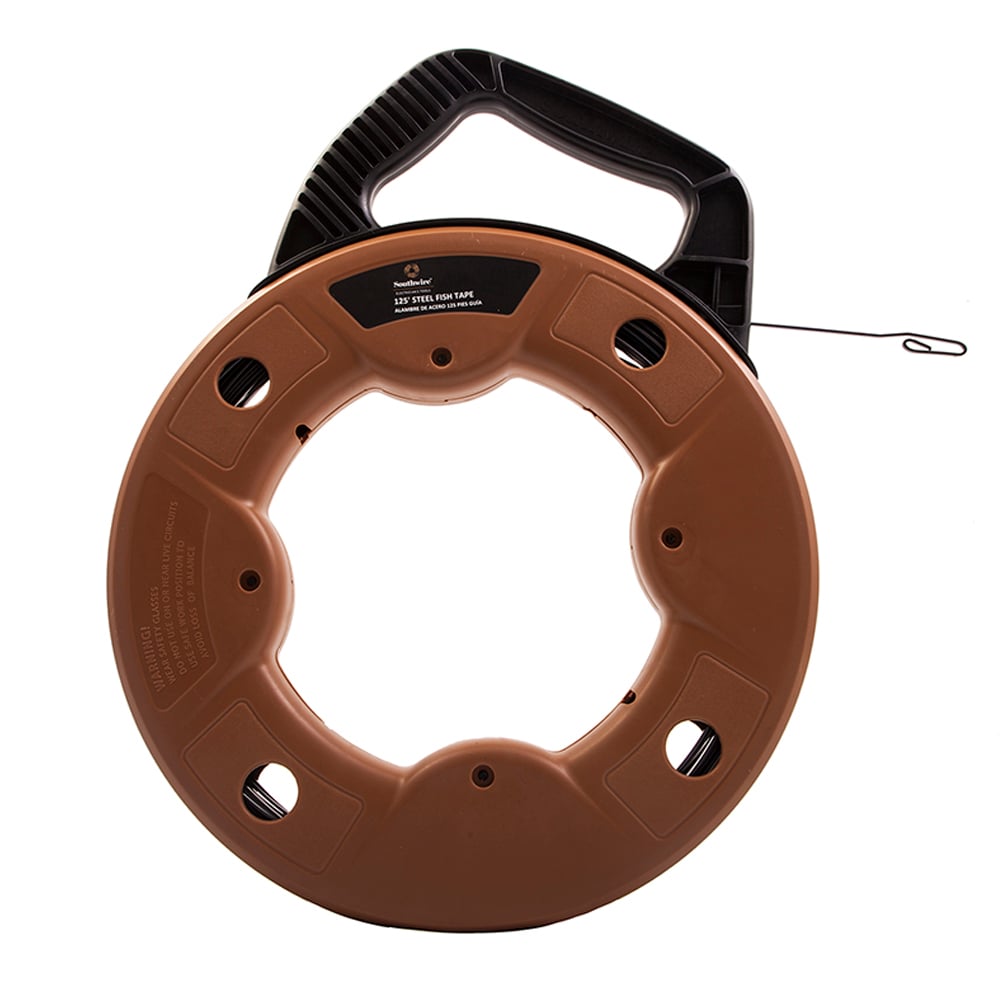 Southwire FTS1/8-25 1/8"-wide tempered spring steel fish tapes provide excellent fishing performance. The rugged case is impact resistant and job site tough.