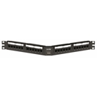 Gigamax Cat5e Angled Patch Panel. 24 Port. 1RU. Panel Is Universal. 19 Inches Rack Mount - Black