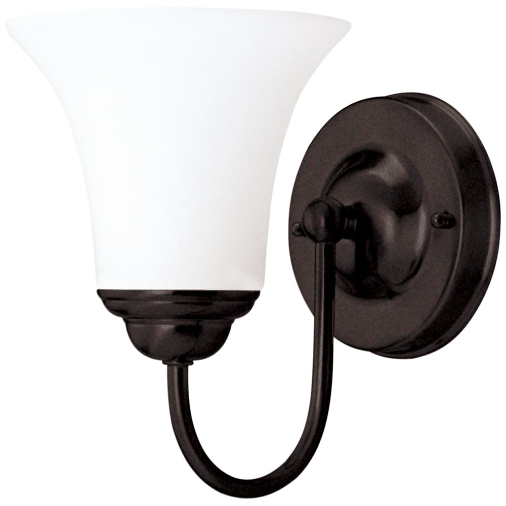 Dupont - 1 Light Vanity w/ Satin White Glass - Dark Chocolate bronz