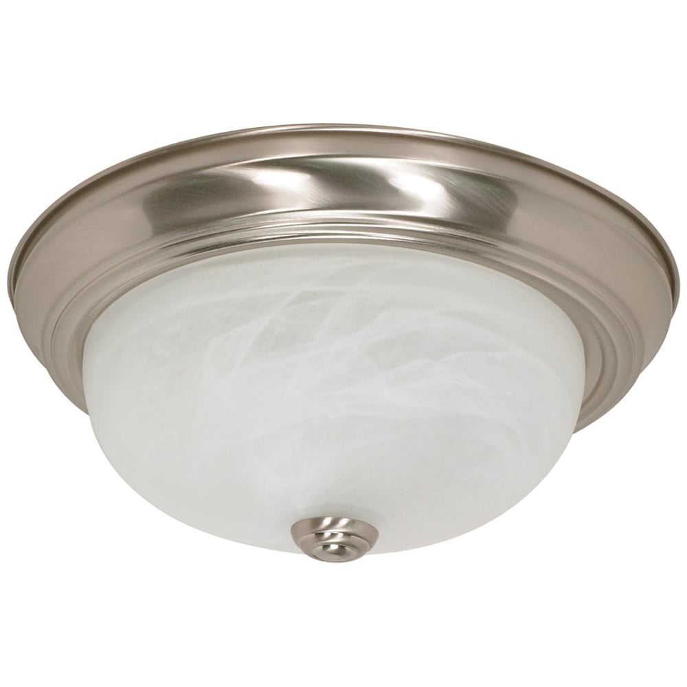 2 Light - 13 - Flush Mount - Alabaster Glass - Brushed Nickel