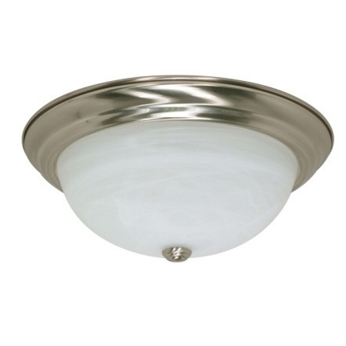 3 Light - 15 - Flush Mount - Alabaster Glass - Brushed Nickel