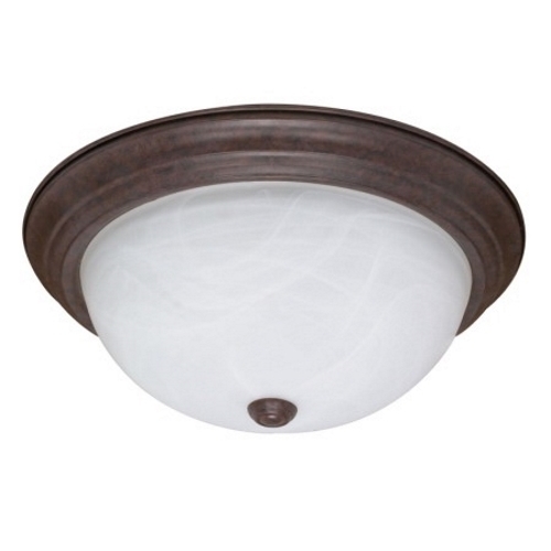 3 Light ES 15 Flush Fixtue w/ Alabaster Glass - (3) 13w GU24 Lamps Included - Old Bronze
