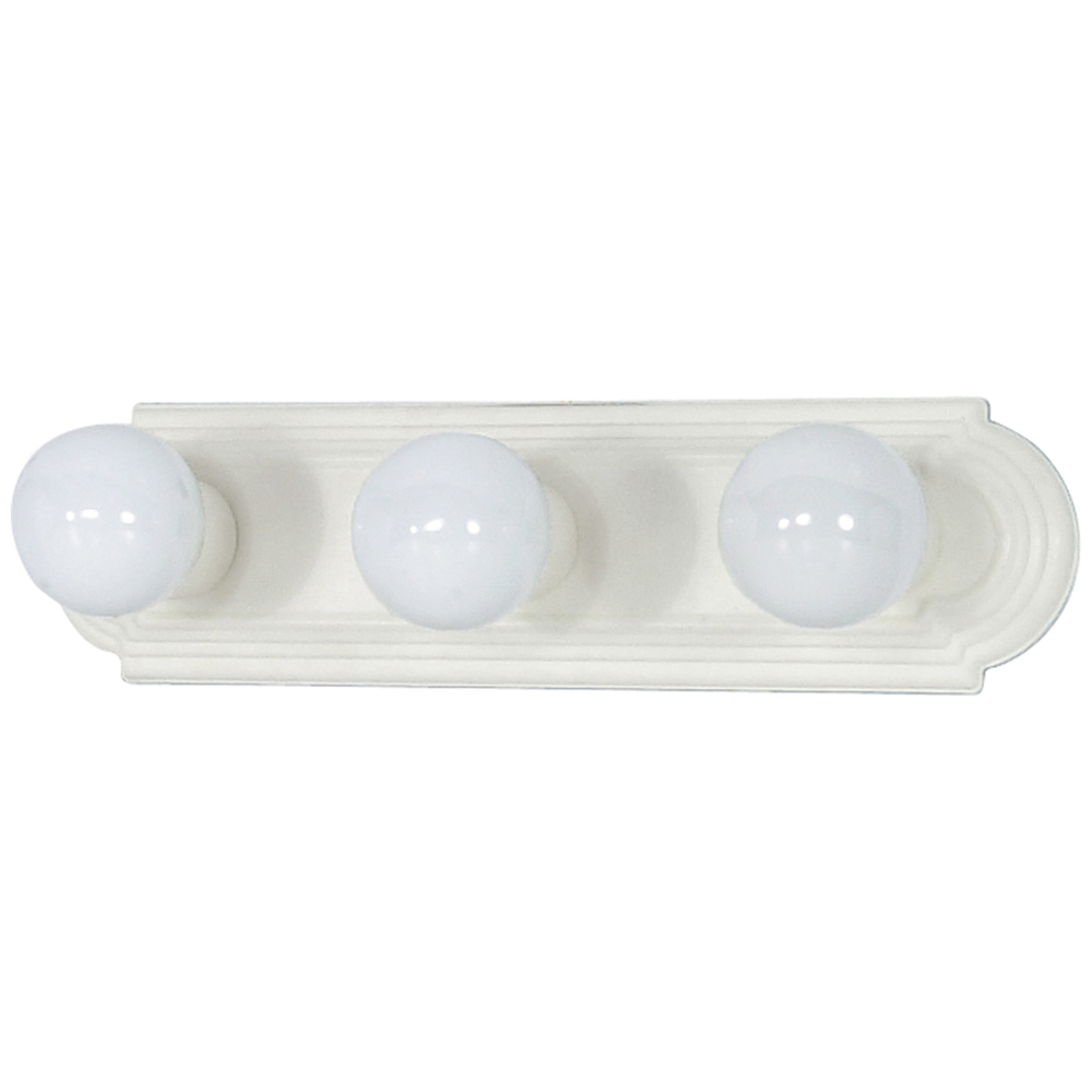 60-312 Signature Racetrack Style Utility Vanity Light Fixture, (3) Incandescent Lamp, 120 V AC, Textured White Housing