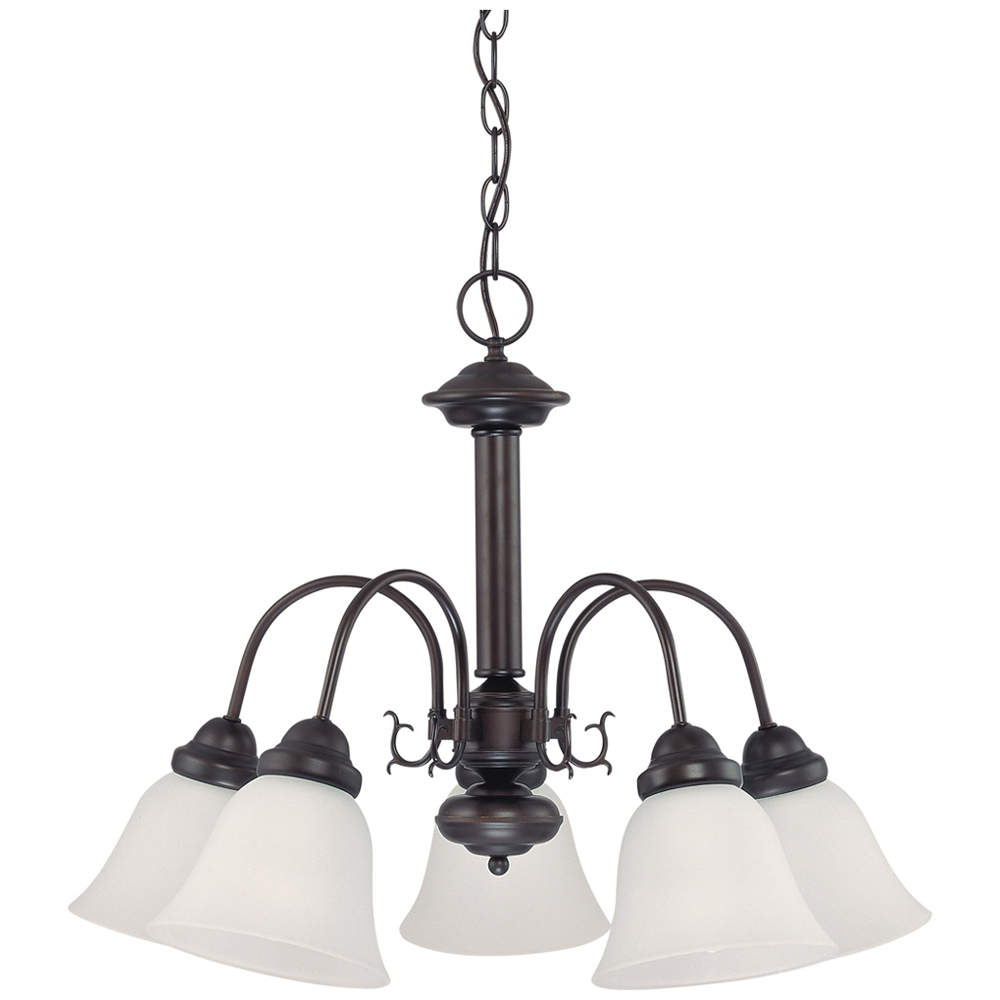 Ballerina - 5 Light 24 Chandelier w/ Frosted White Glass - Mahogany Bronze