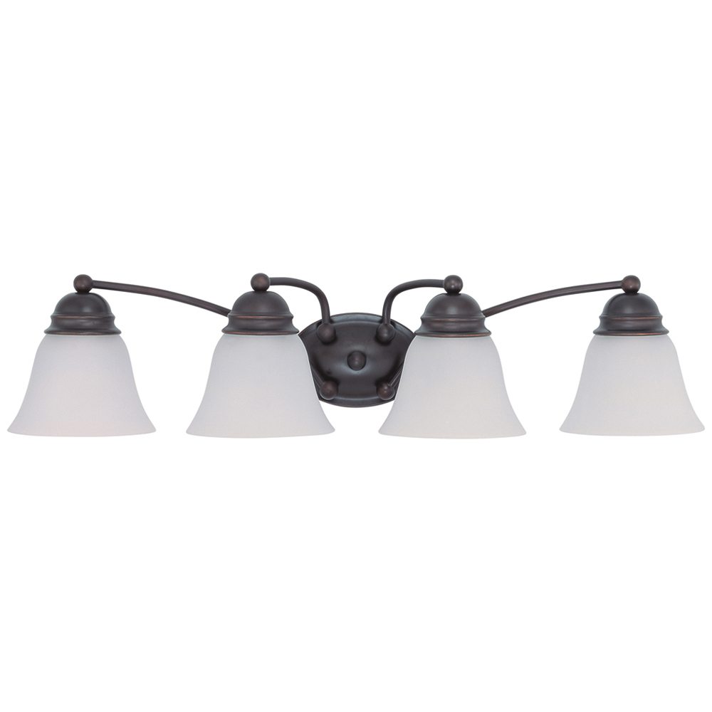 Empire - 4 Light 29 Vanity w/ Frosted White Glass - Mahogany Bronze