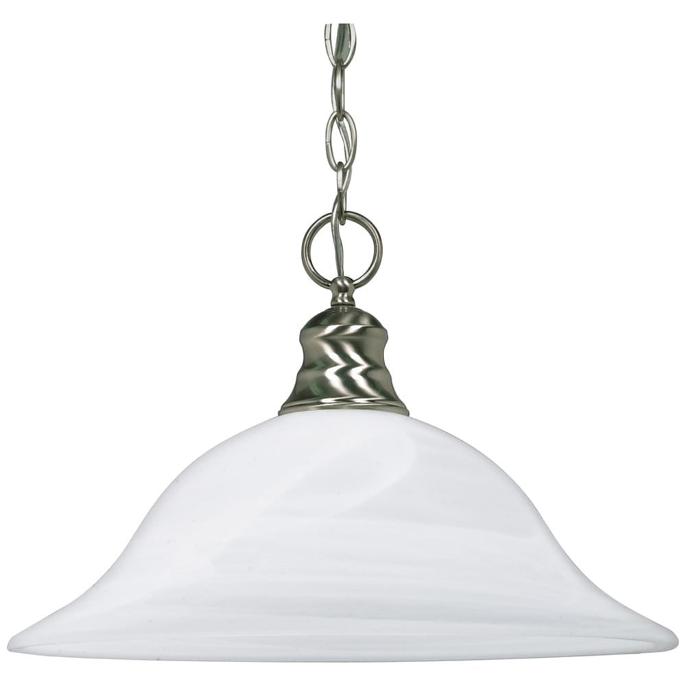 1 Light 16 Pendant w/ Alabaster Glass - (1) 18w GU24 Lamp Incl. - Brushed Nickel