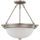 3 Light 15 Semi-Flush w/ Frosted White Glass - Brushed Nickel