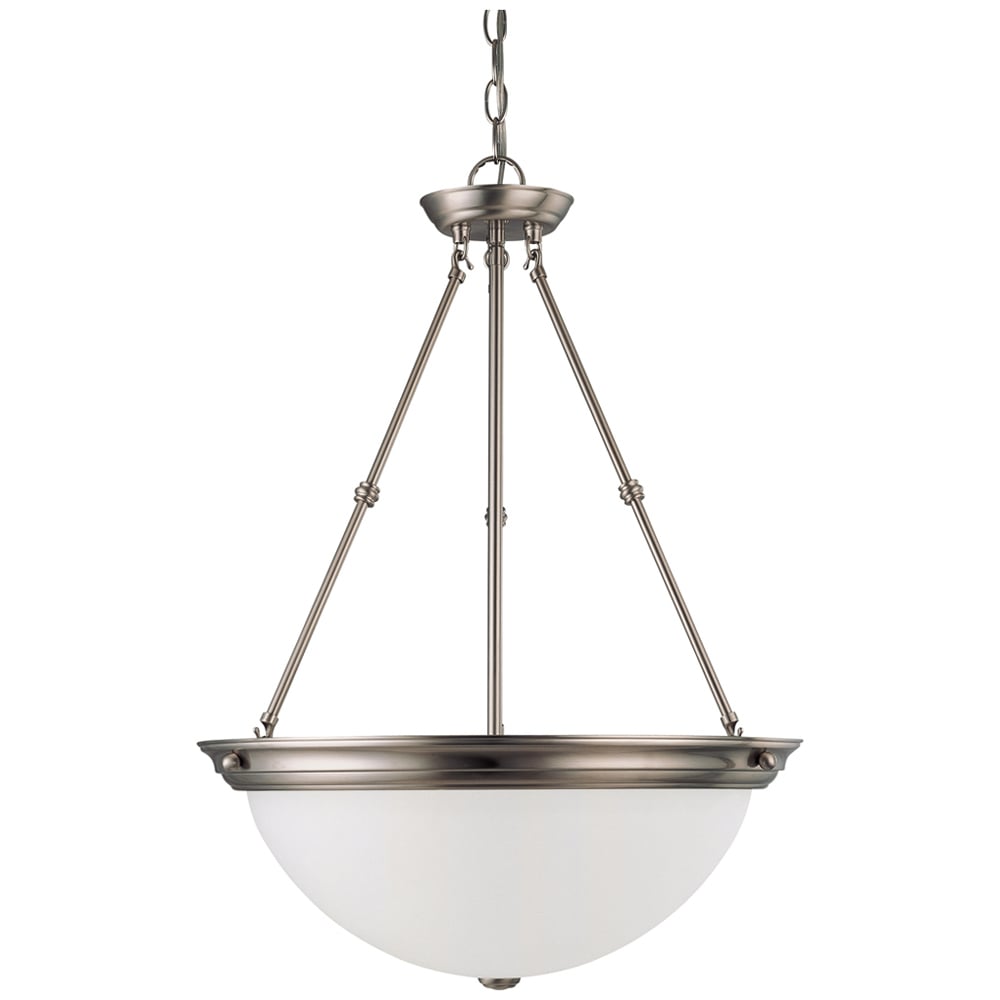 3 Light 20 Pendant w/ Frosted White Glass - Brushed Nickel