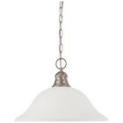 1 Light 16 Pendant w/ Frosted White Glass - Brushed Nickel
