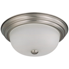 2 Light 13 Flush Mount w/ Frosted White Glass - Brushed Nickel