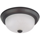2 Light 11 Flush Mount w/ Frosted White Glass - (2) 13w GU24 Lamps Included - Mahogany Bronze