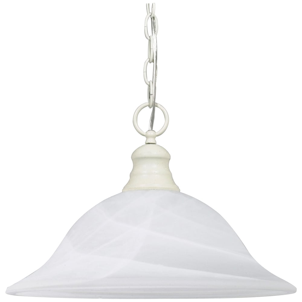 1 Light - 16 - Pendant - Alabaster Glass - Textured White